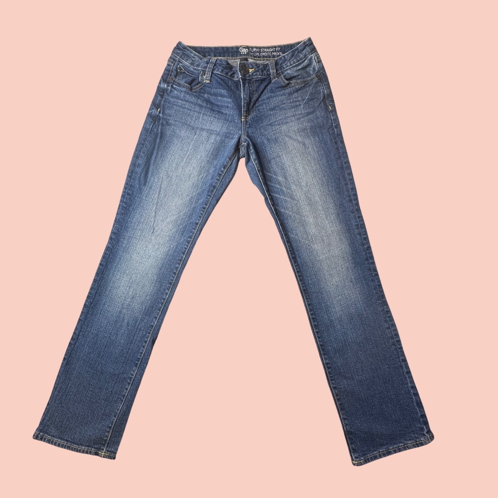Gap Jeans Womens 4/27R Blue Curvy Straight Fit True Blue Denim Pants 887255-00